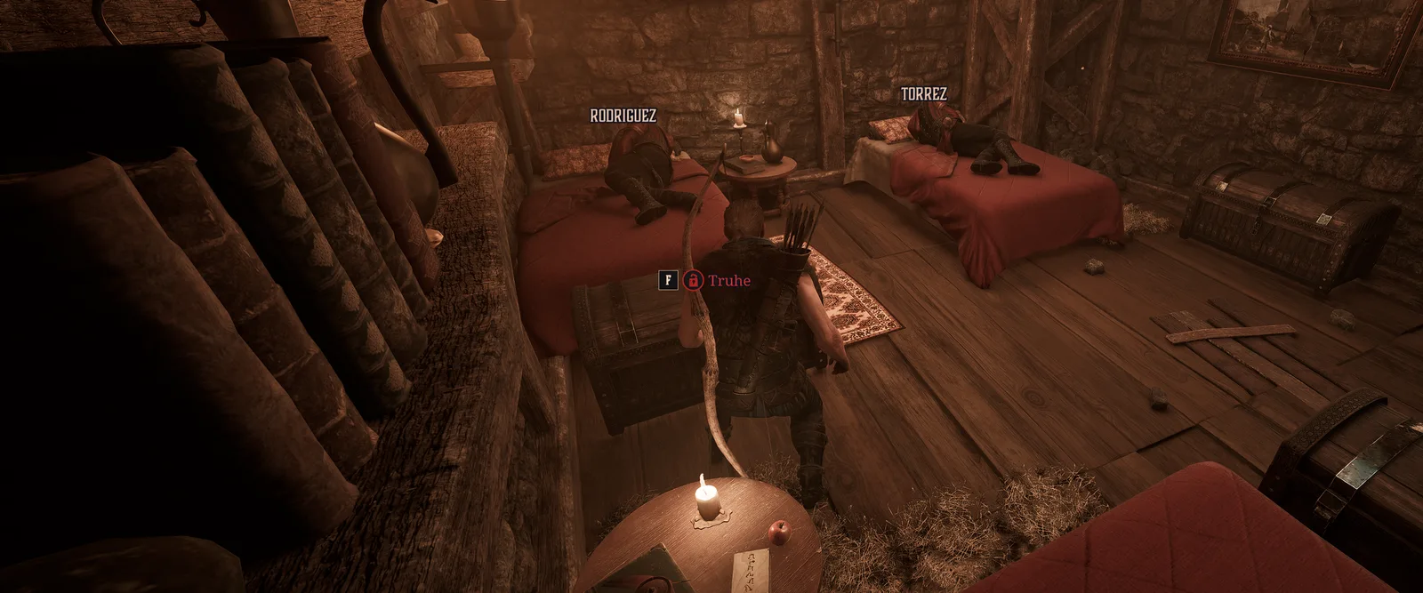 Sleeping quarters of the Fire Mages at night, Torrez and Rodriguez sleeping, Gothic 1 Remake