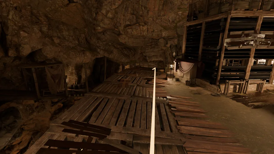 Scaffolding, approximately 50 m deep