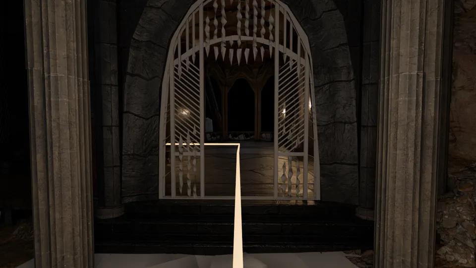 Start: through the tower gate into the hall